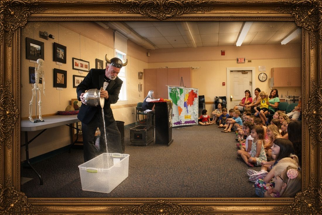The Great Baldini performing live for a delighted audience